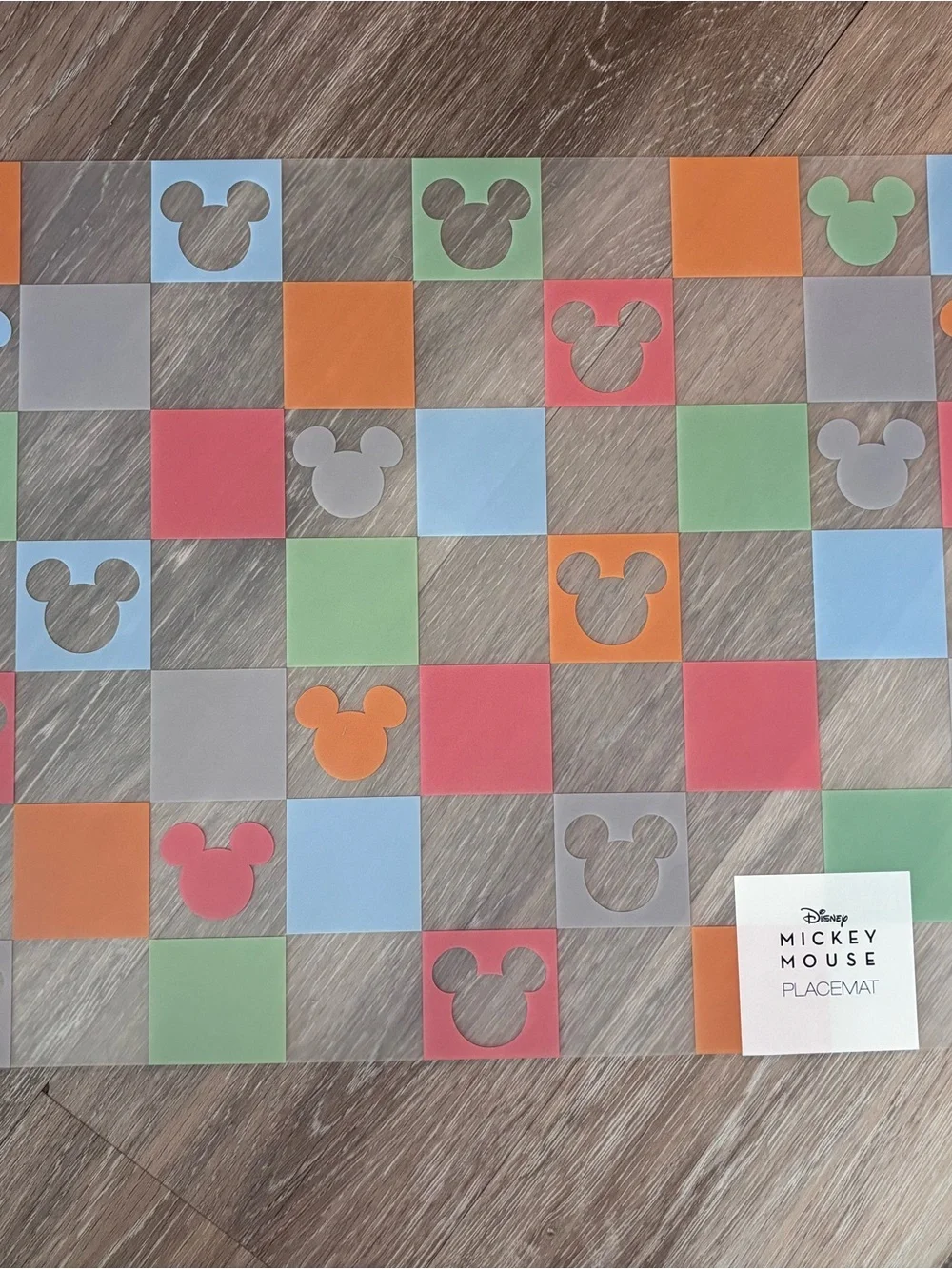 Disney Mickey Mouse Colorful Checker Placemat - Red Orange Green Blue Gray Cream